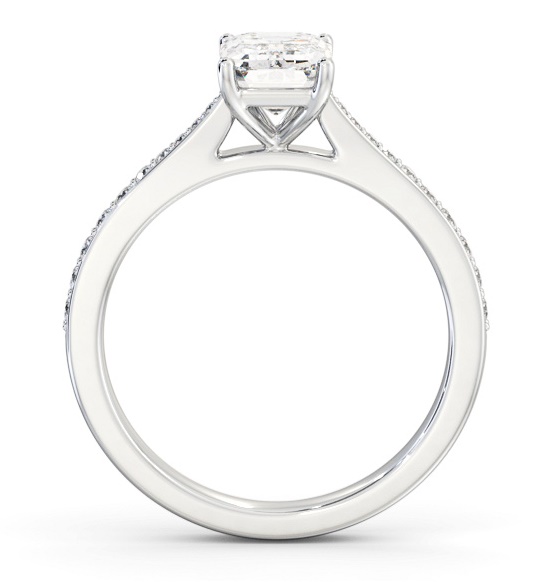 Emerald Diamond Tapered Band Engagement Ring Palladium Solitaire ENEM50S_WG_THUMB1 