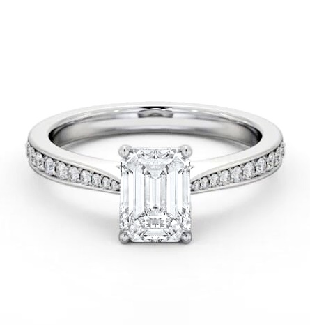 Emerald Diamond Tapered Band Engagement Ring Palladium Solitaire ENEM50S_WG_THUMB1