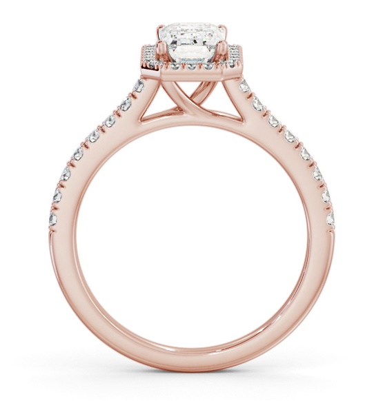 Halo Emerald Diamond Classic Engagement Ring 18K Rose Gold ENEM51_RG_THUMB1 
