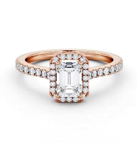 Halo Emerald Diamond Classic Engagement Ring 9K Rose Gold ENEM51_RG_THUMB1
