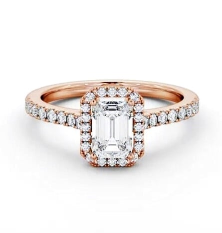 Halo Emerald Diamond Classic Engagement Ring 9K Rose Gold ENEM51_RG_THUMB2 