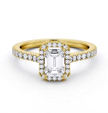Halo Emerald Diamond Classic Engagement Ring 9K Yellow Gold ENEM51_YG_THUMB1