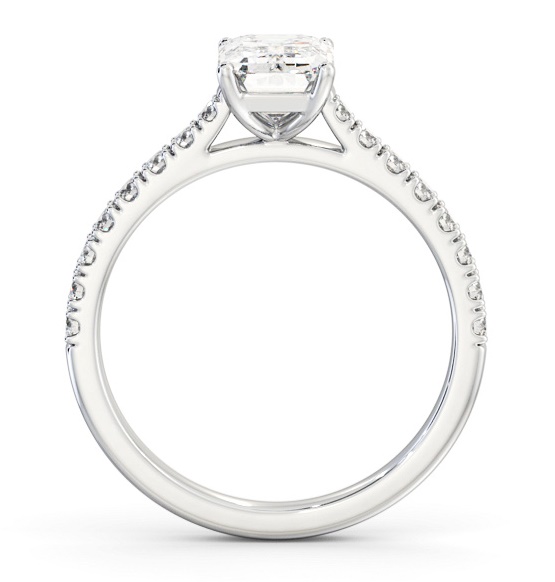 Emerald Diamond 4 Prong Engagement Ring 18K White Gold Solitaire ENEM51S_WG_THUMB1 