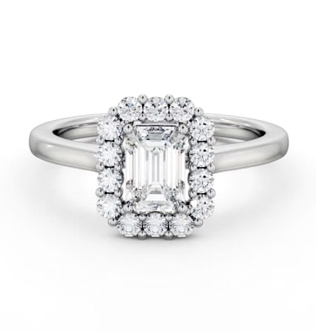 Halo Emerald Diamond Elegant Style Engagement Ring Palladium ENEM52_WG_THUMB2 