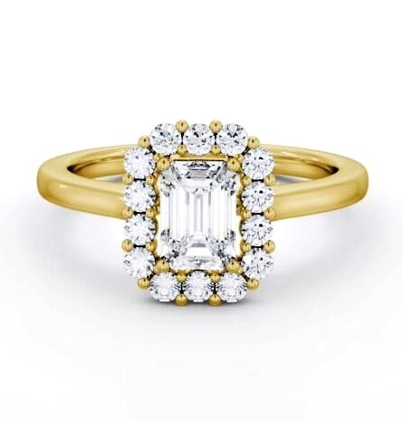 Halo Emerald Diamond Elegant Style Engagement Ring 18K Yellow Gold ENEM52_YG_THUMB2 