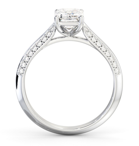 Emerald Diamond Knife Edge Band Ring 18K White Gold Solitaire ENEM52S_WG_THUMB1 