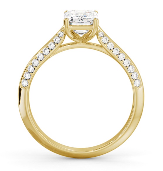 Emerald Diamond Knife Edge Band Ring 18K Yellow Gold Solitaire ENEM52S_YG_THUMB1 