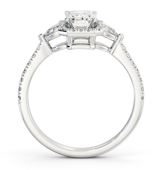 Halo Emerald with Pear Diamond Engagement Ring 18K White Gold ENEM53_WG_THUMB1 