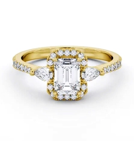 Halo Emerald with Pear Diamond Engagement Ring 18K Yellow Gold ENEM53_YG_THUMB2 