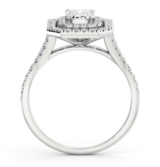 Double Halo Emerald Diamond Engagement Ring 18K White Gold ENEM55_WG_THUMB1 
