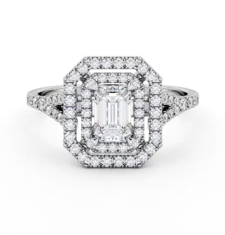 Double Halo Emerald Diamond Engagement Ring Palladium ENEM55_WG_THUMB2 