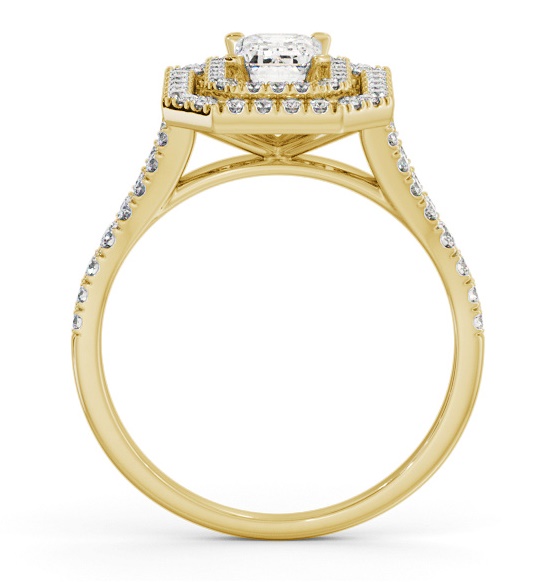 Double Halo Emerald Diamond Engagement Ring 18K Yellow Gold ENEM55_YG_THUMB1 