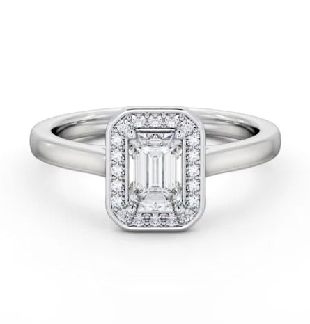 Emerald Diamond with A Channel Set Halo Engagement Ring Palladium ENEM56_WG_THUMB2 