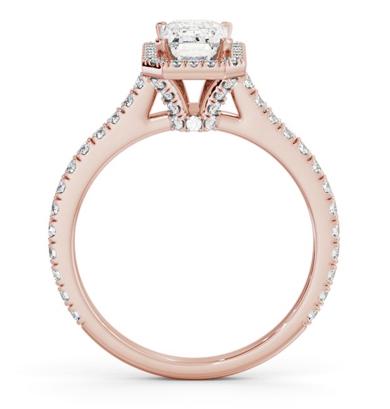 Halo Emerald Ring with Diamond Set Supports 18K Rose Gold ENEM57_RG_THUMB1 