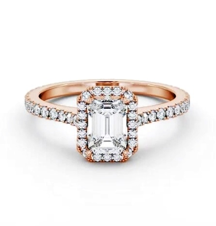 Halo Emerald Ring with Diamond Set Supports 9K Rose Gold ENEM57_RG_THUMB1