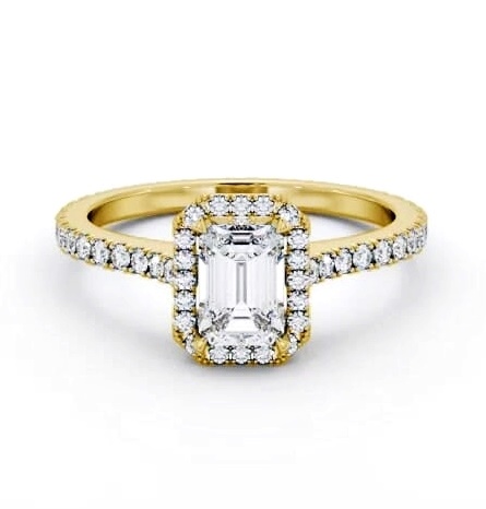 Halo Emerald Ring with Diamond Set Supports 9K Yellow Gold ENEM57_YG_THUMB1