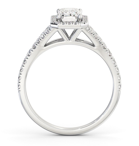 Halo Emerald Diamond Split Band Engagement Ring 18K White Gold ENEM59_WG_THUMB1 