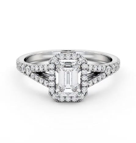Halo Emerald Diamond Split Band Engagement Ring Palladium ENEM59_WG_THUMB2 