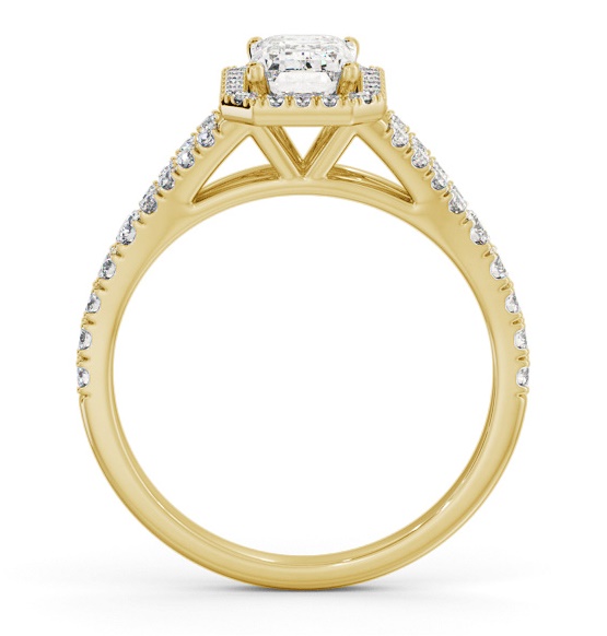 Halo Emerald Diamond Split Band Engagement Ring 18K Yellow Gold ENEM59_YG_THUMB1 