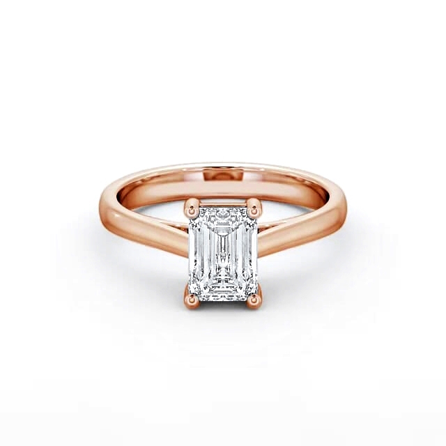 Emerald Diamond Engagement Ring 18K Rose Gold Solitaire - Irina ENEM5_RG_HAND