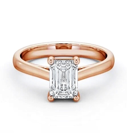 Emerald Diamond Tapered Band Engagement Ring 18K Rose Gold Solitaire ENEM5_RG_THUMB1