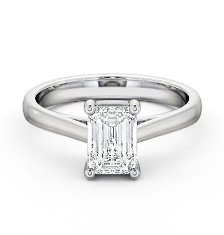 Emerald Diamond Tapered Band Engagement Ring Platinum Solitaire ENEM5_WG_THUMB2 