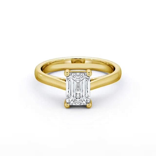 Emerald Diamond Engagement Ring 18K Yellow Gold Solitaire - Irina ENEM5_YG_HAND
