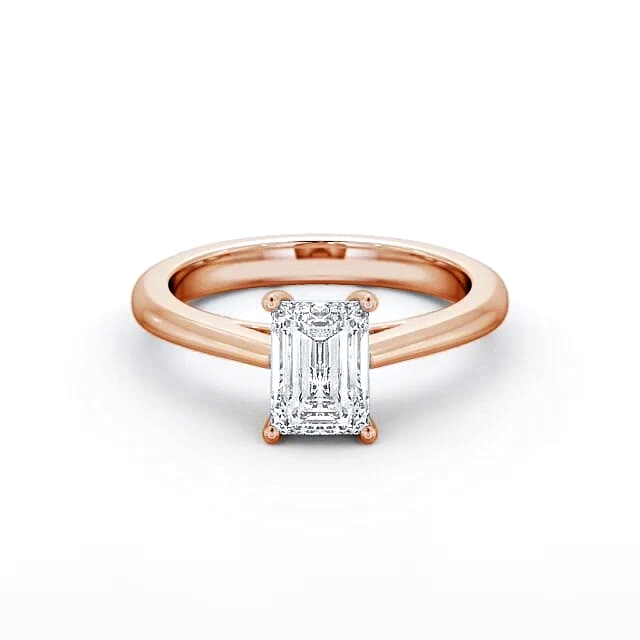 Emerald Diamond Engagement Ring 18K Rose Gold Solitaire - Clarisa ENEM6_RG_HAND