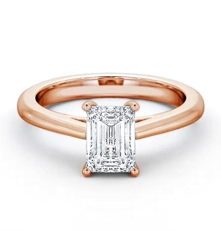 Emerald Diamond Classic Style Engagement Ring 9K Rose Gold Solitaire ENEM6_RG_THUMB1
