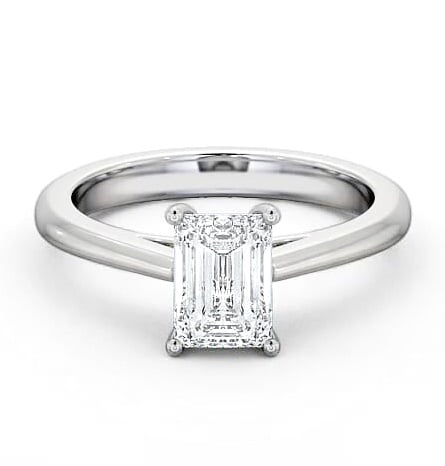 Emerald Diamond Classic Style Engagement Ring Palladium Solitaire ENEM6_WG_THUMB2 