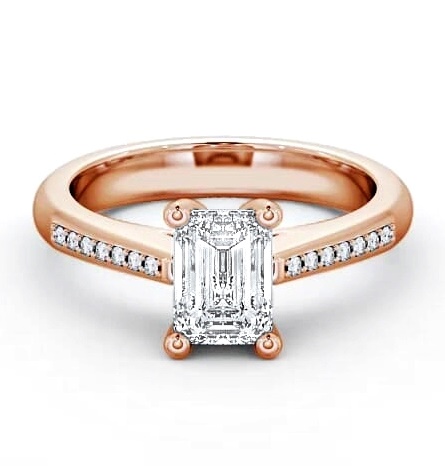 Emerald Diamond Classic 4 Prong Ring 18K Rose Gold Solitaire ENEM6S_RG_THUMB2 