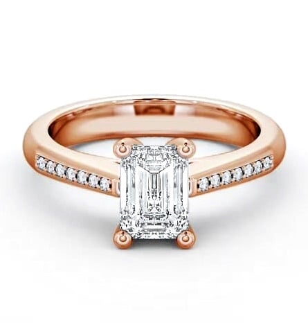 Emerald Diamond Classic 4 Prong Engagement Ring 9K Rose Gold Solitaire ENEM6S_RG_THUMB1