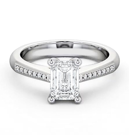 Emerald Diamond Classic 4 Prong Engagement Ring Platinum Solitaire ENEM6S_WG_THUMB2 