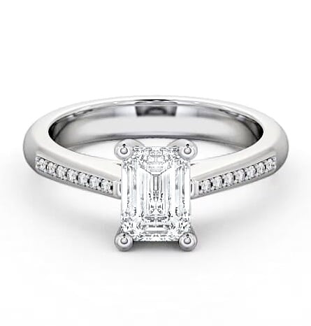 Emerald Diamond Classic 4 Prong Ring 18K White Gold Solitaire ENEM6S_WG_THUMB1