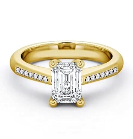 Emerald Diamond Classic 4 Prong Ring 9K Yellow Gold Solitaire ENEM6S_YG_THUMB1
