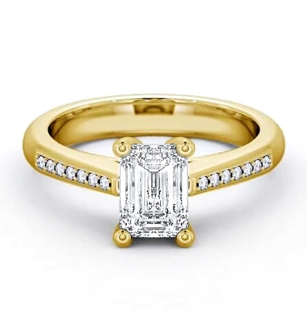 Emerald Diamond Classic 4 Prong Ring 18K Yellow Gold Solitaire ENEM6S_YG_THUMB2 