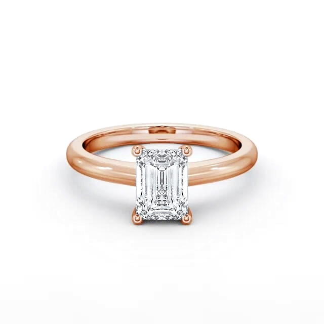 Emerald Diamond Engagement Ring 18K Rose Gold Solitaire - Loghan ENEM7_RG_HAND