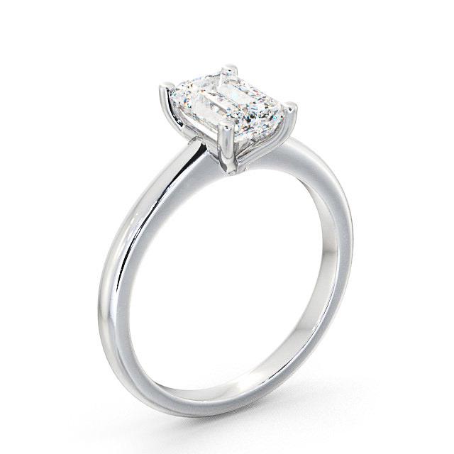 Emerald Diamond Engagement Ring 9K White Gold Solitaire - Loghan ENEM7_WG_HAND