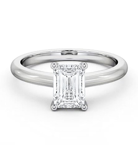 Emerald Diamond Sleek Design Engagement Ring 18K White Gold Solitaire ENEM7_WG_THUMB2 