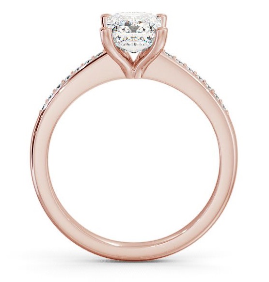 Emerald Diamond Sleek Design Engagement Ring 18K Rose Gold Solitaire with Channel Set Side Stones ENEM7S_RG_THUMB1