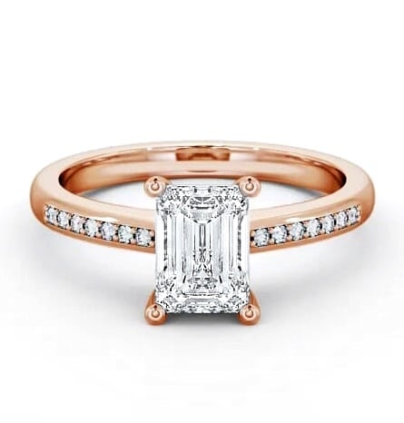 Emerald Diamond Sleek Design Engagement Ring 18K Rose Gold Solitaire ENEM7S_RG_THUMB2 