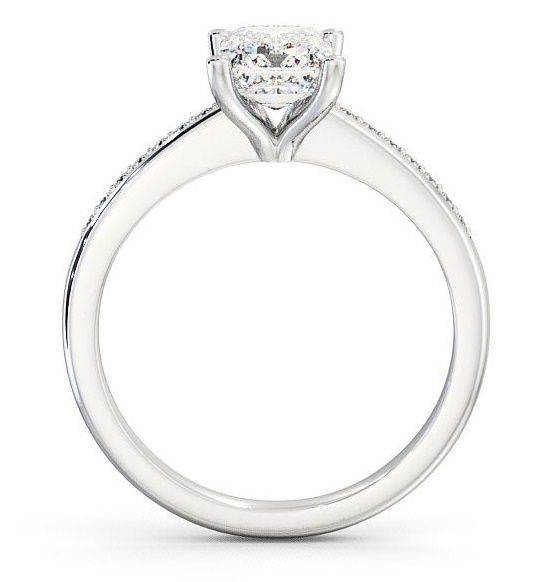 Emerald Diamond Sleek Design Engagement Ring Palladium Solitaire with Channel Set Side Stones ENEM7S_WG_THUMB1
