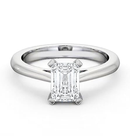 Emerald Diamond Modern Style Engagement Ring 18K White Gold Solitaire ENEM8_WG_THUMB2 