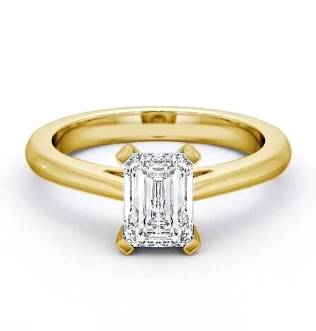 Emerald Diamond Modern Style Engagement Ring 9K Yellow Gold Solitaire ENEM8_YG_THUMB1