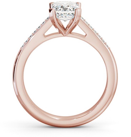 Emerald Diamond 4 Prong Engagement Ring 18K Rose Gold Solitaire with Channel Set Side Stones ENEM8S_RG_THUMB1