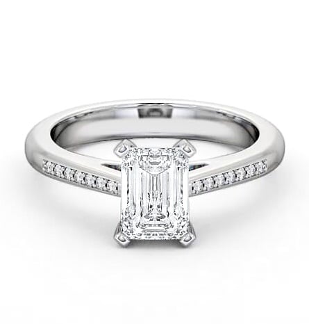 Emerald Diamond 4 Prong Engagement Ring 18K White Gold Solitaire ENEM8S_WG_THUMB2 
