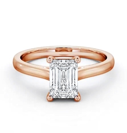 Emerald Diamond Traditional Style Ring 18K Rose Gold Solitaire ENEM9_RG_THUMB1