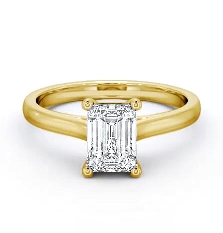 Emerald Diamond Traditional Style Ring 9K Yellow Gold Solitaire ENEM9_YG_THUMB1