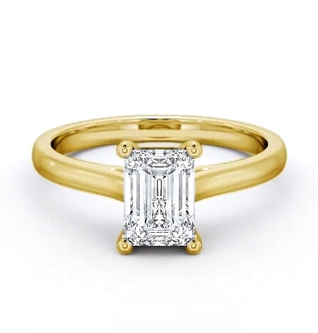 Emerald Diamond Traditional Style Ring 18K Yellow Gold Solitaire ENEM9_YG_THUMB2 