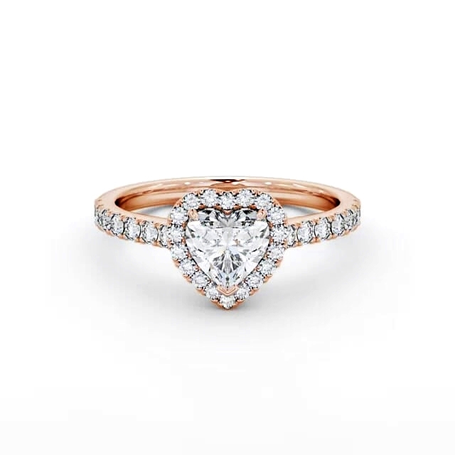 Halo Heart Diamond Engagement Ring 18K Rose Gold - Malinda ENHE10_RG_HAND